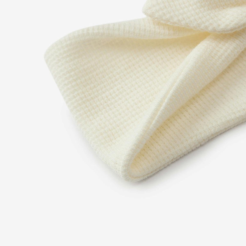 Cream Waffle Knotted Solid Headband