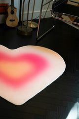 Pink Modern Gradient Heart Rug by Juan Marquez