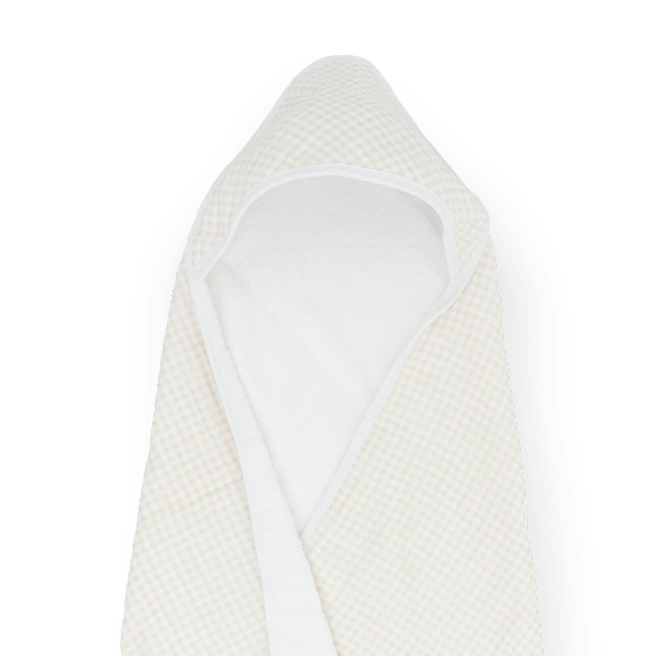 Infant Hooded Towel - Tan Gingham