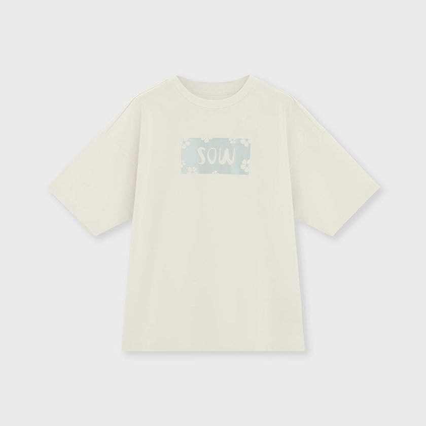Relaxed Organic Cotton T-Shirt With SOW Print