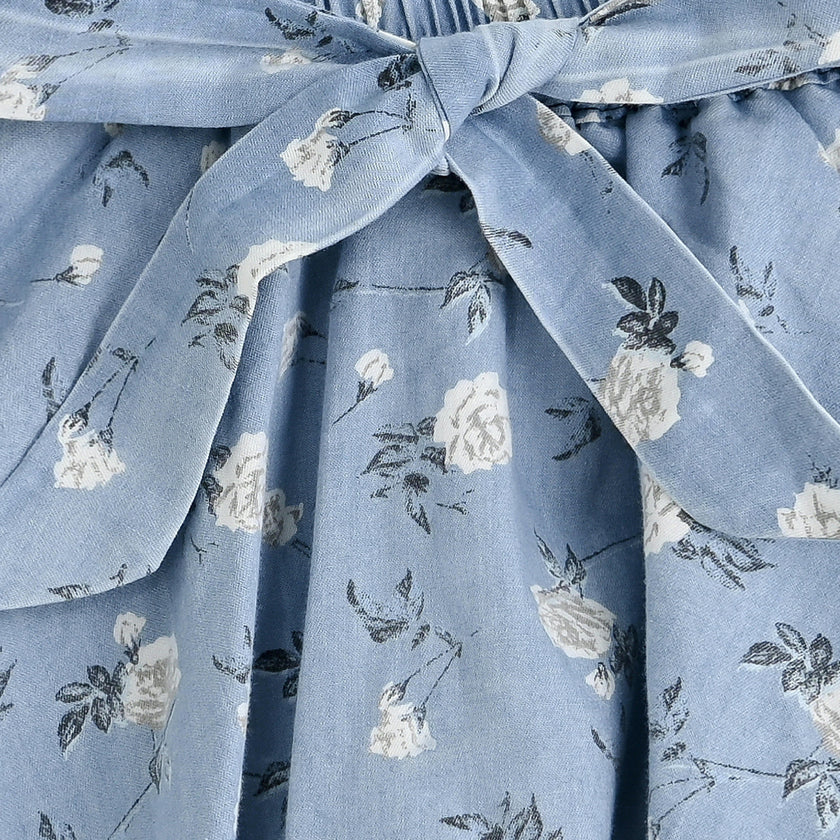 Blue Floral Bow Short Set
