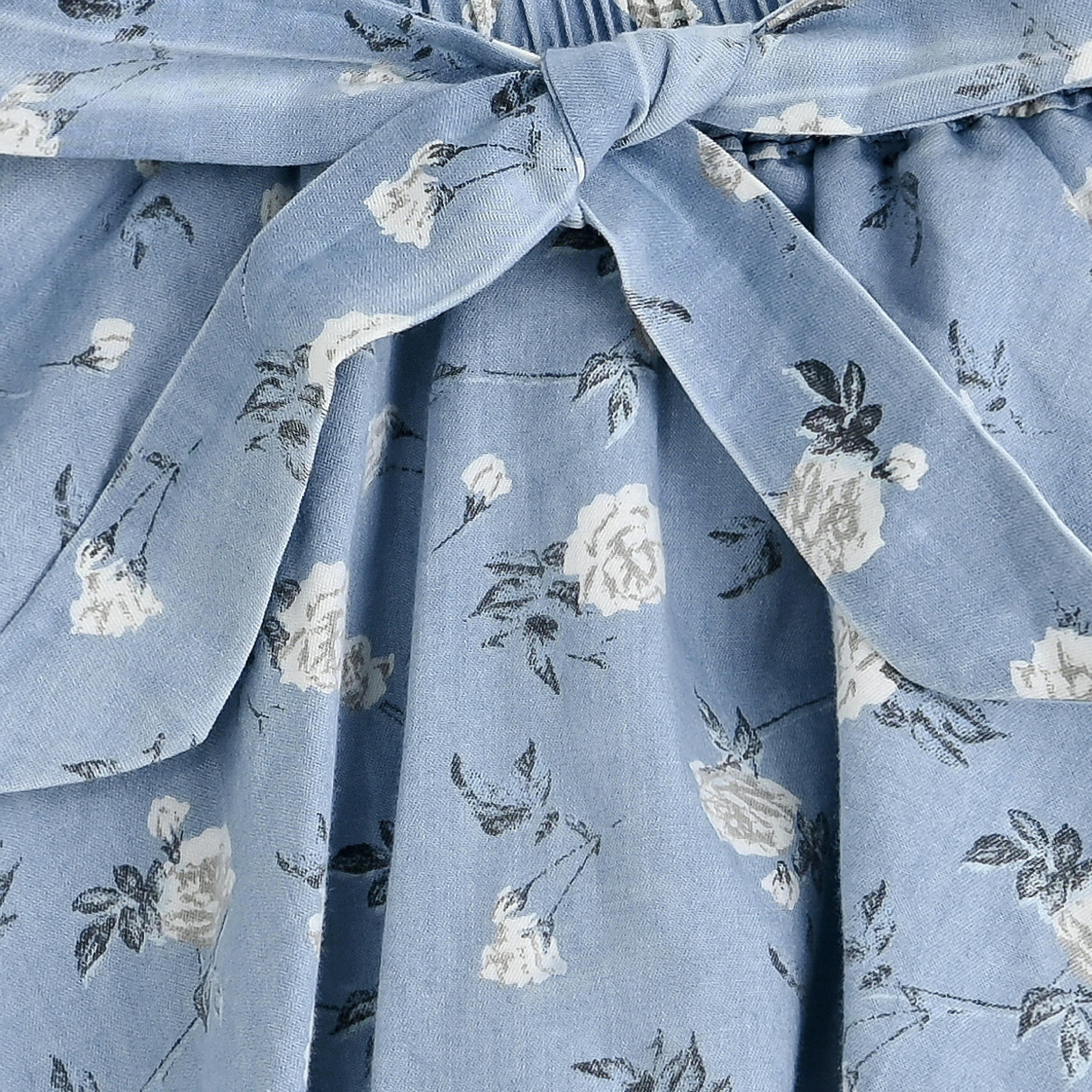 Blue Floral Bow Short Set