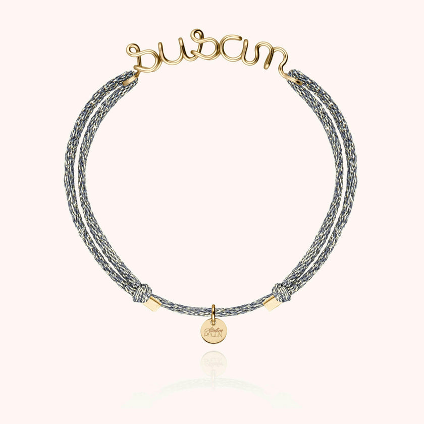 Personalized Lurex Cord Bracelet, Yellow Gold-Filled