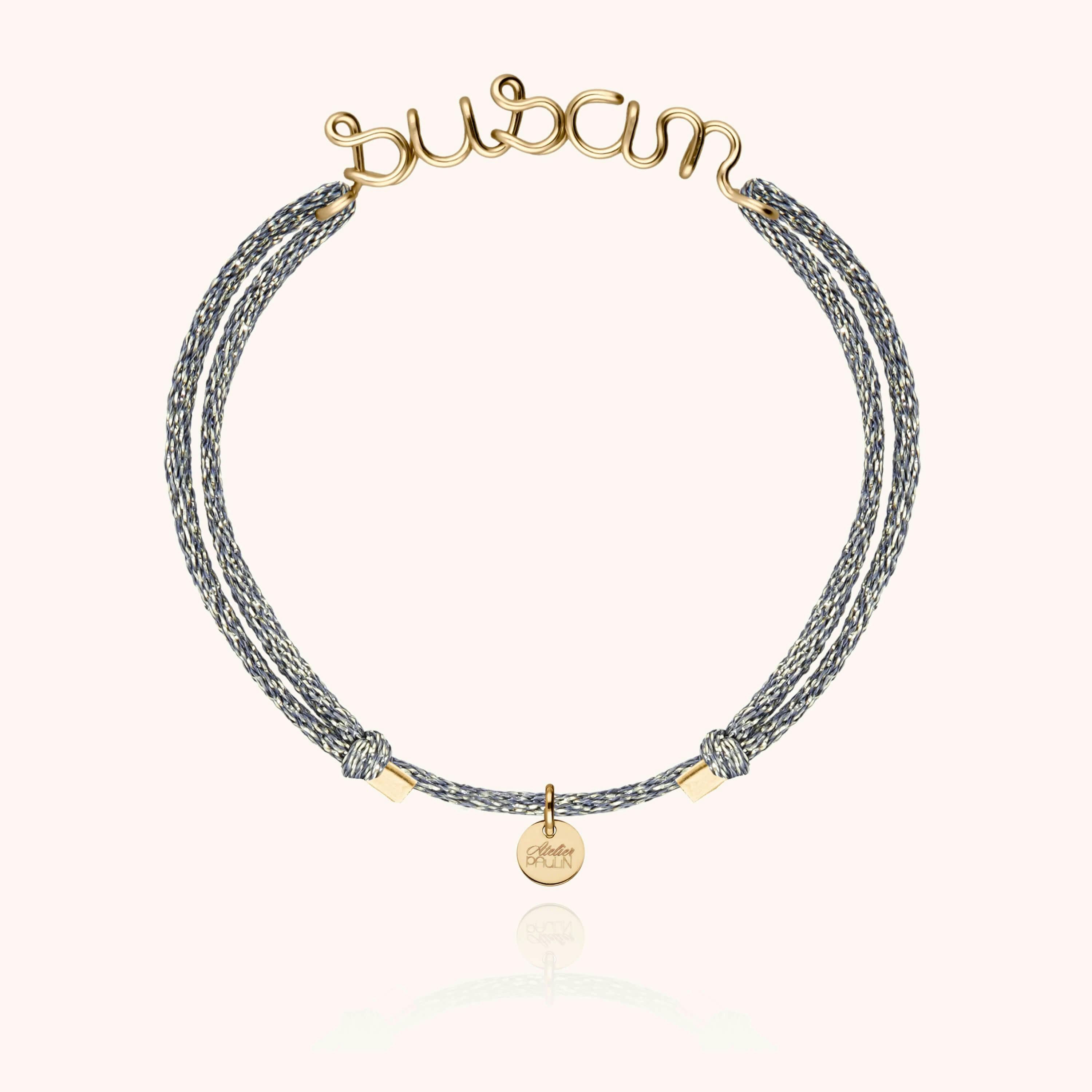Personalized Lurex Cord Bracelet, Yellow Gold-Filled