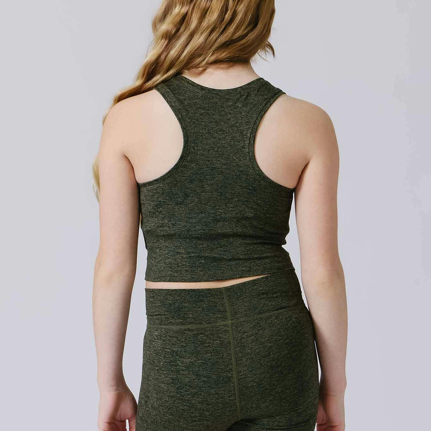Girls TLC Crop Top in Uniform Green