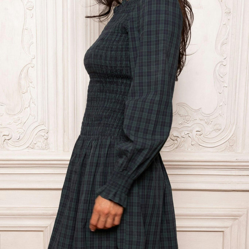 Finley Dress in Twilight Pine Plaid