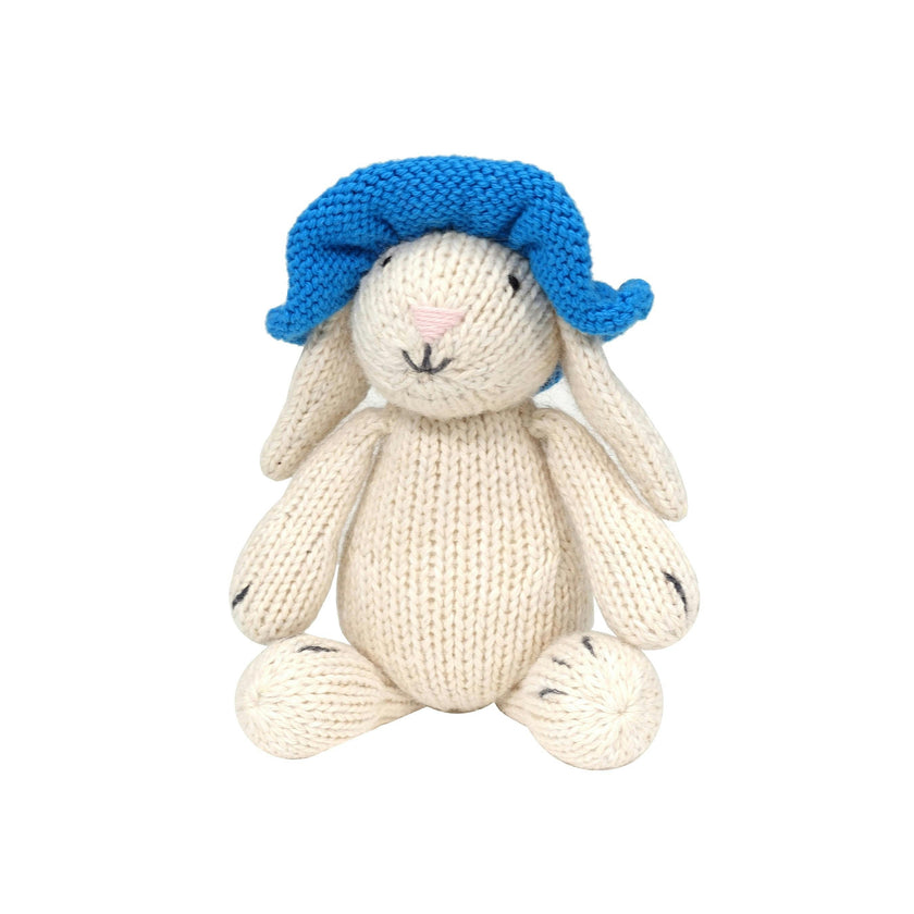 Knit Bunny with Blue Sun Hat