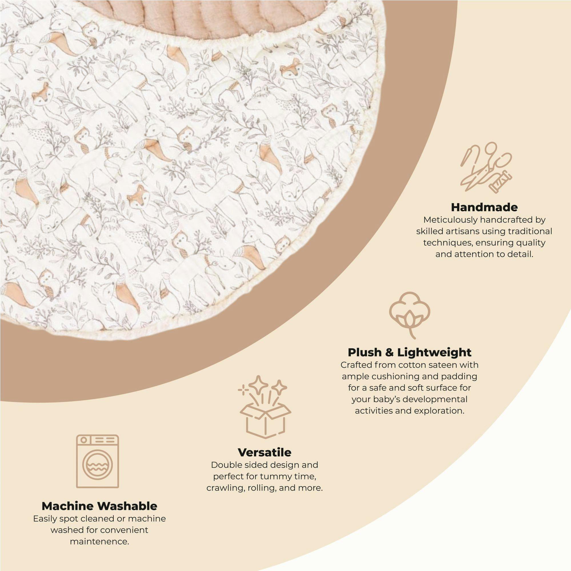 Ezra Quilted Baby Play Mat (Woodland Animal)