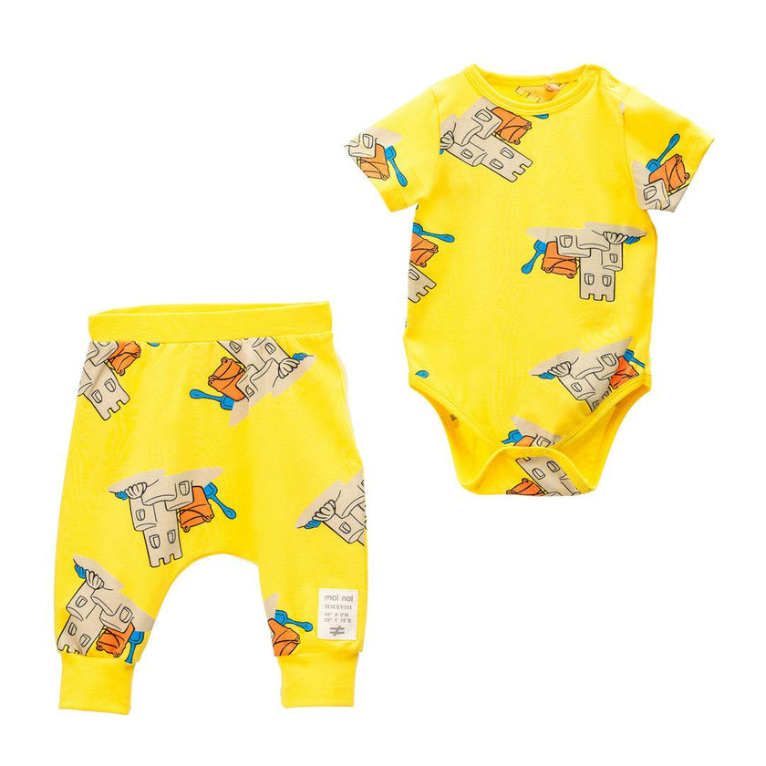 Yellow Sand Castle Graphic Babysuit Outfit
