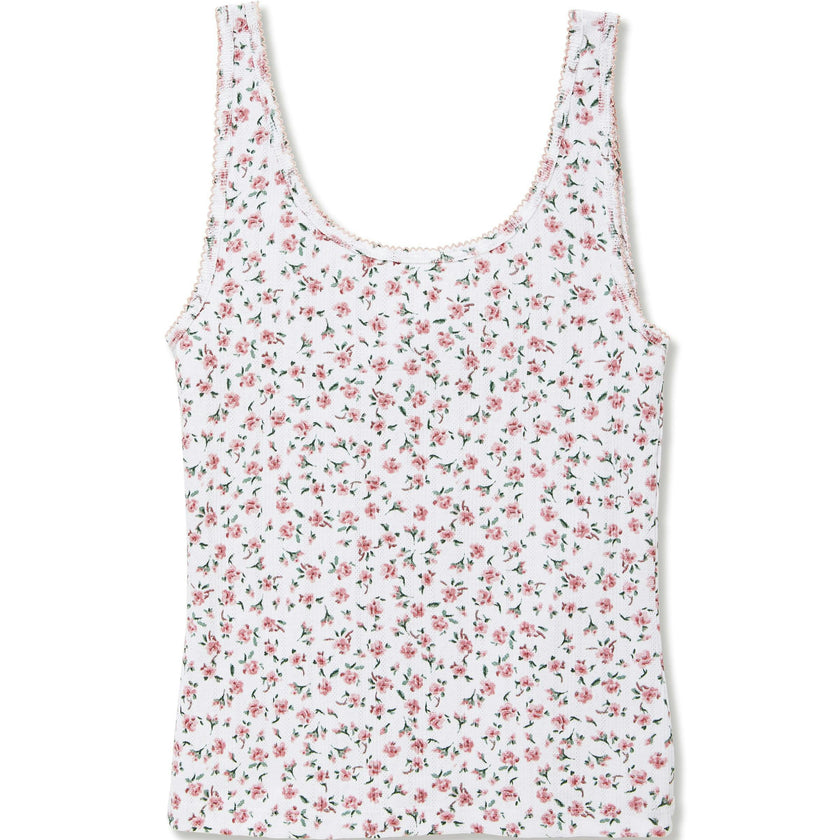Women's Pointelle Tank in Pink Floral