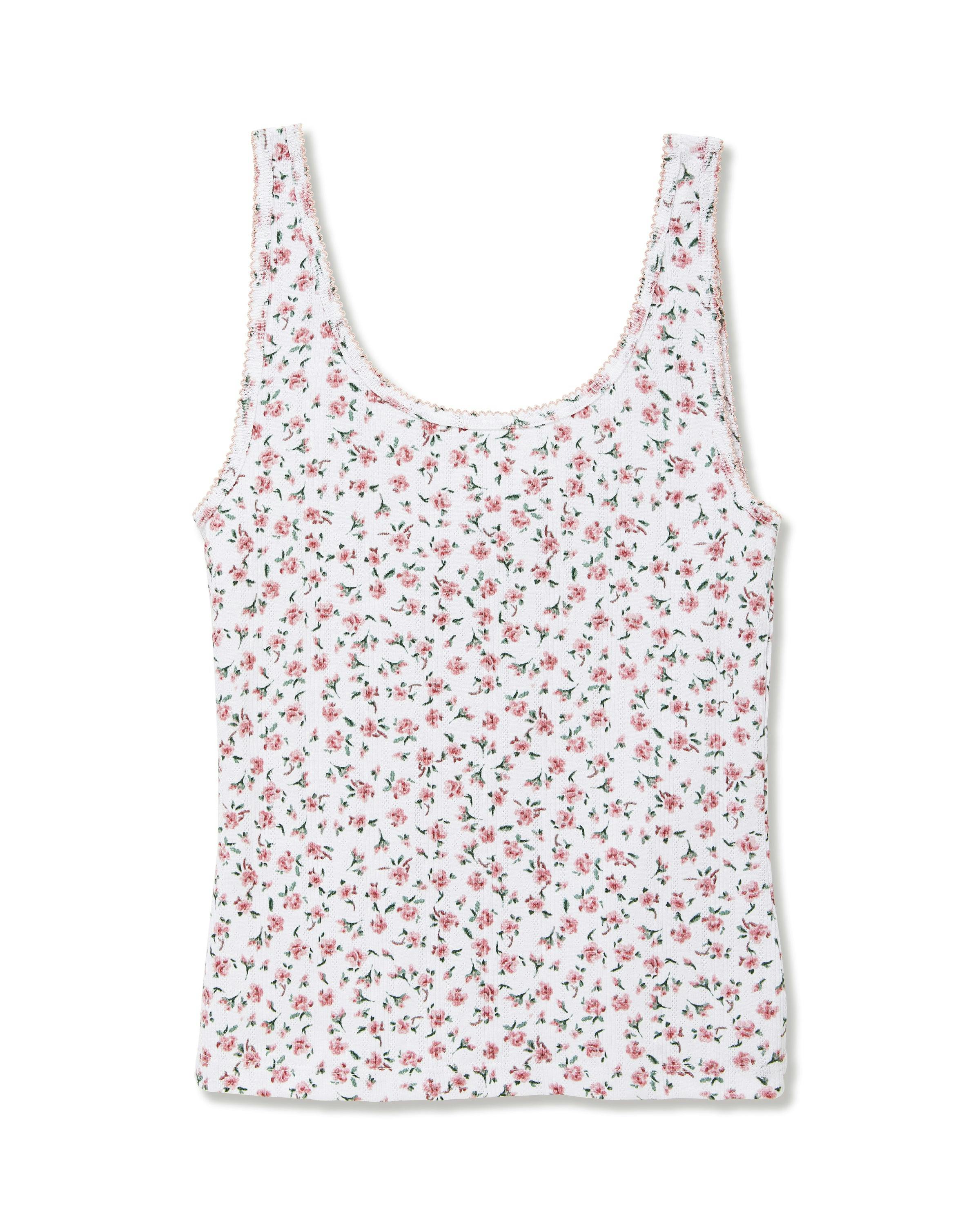 Women's Pointelle Tank in Pink Floral