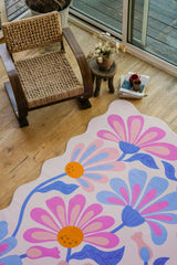 Lavender Base Purple Floral Wavy Rug by Jessica Miller