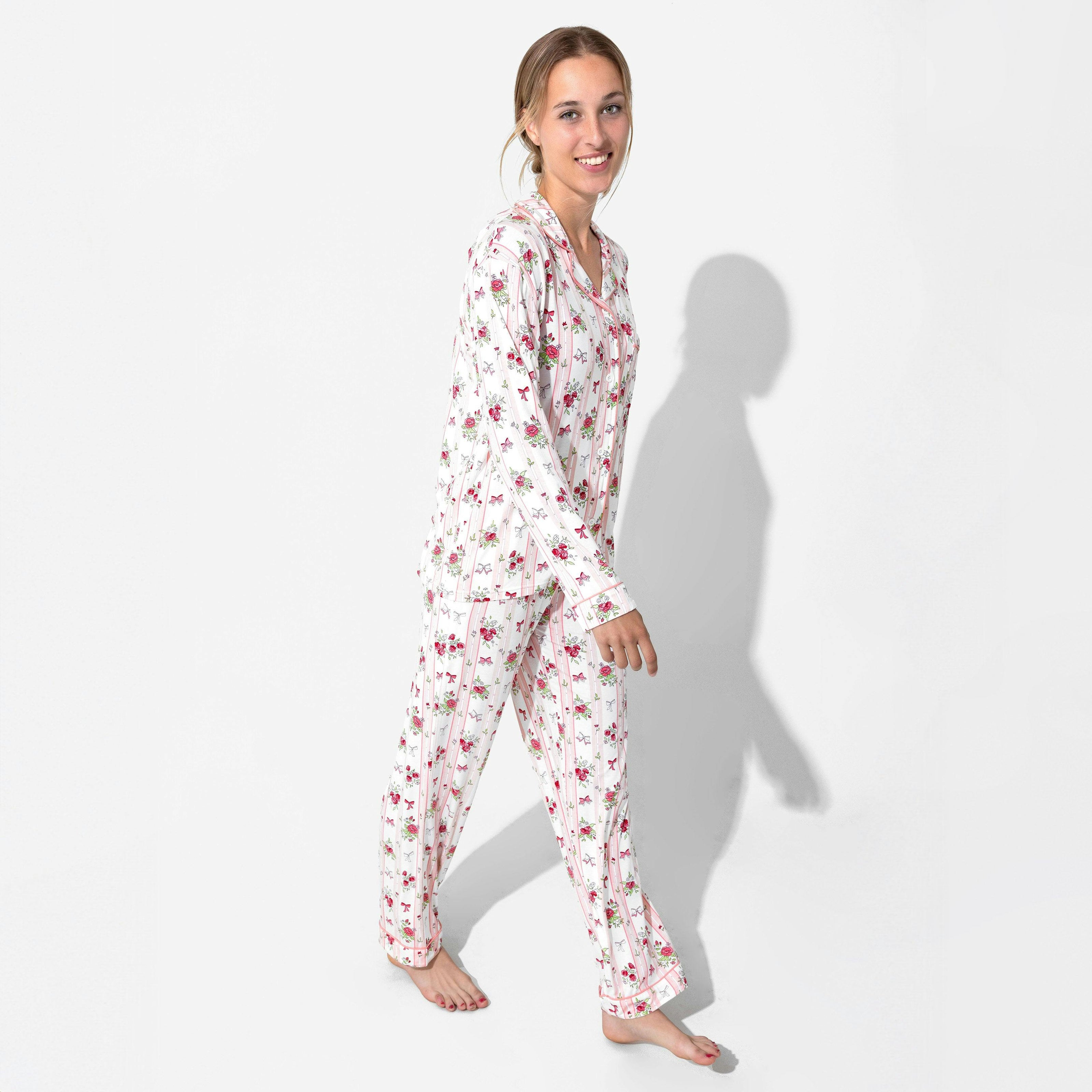 Floral Stripes Bamboo Women's Pajama Set
