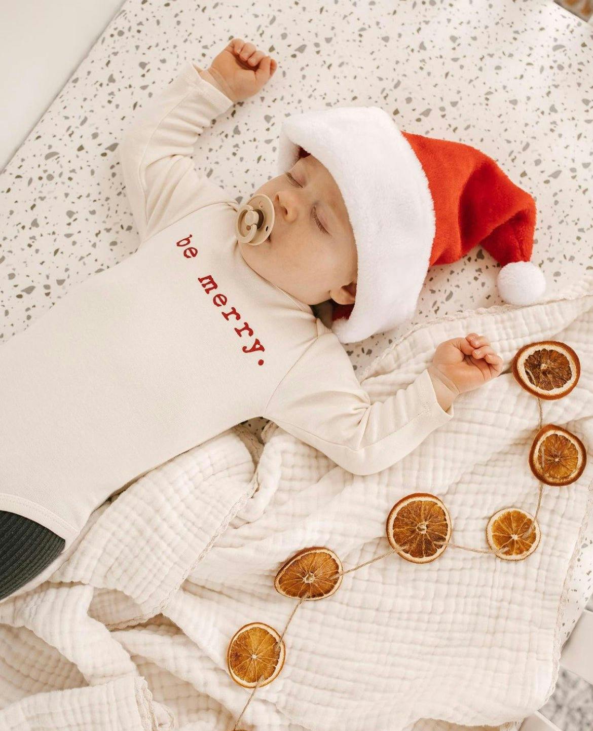 Be Merry Organic Cotton Baby Bodysuit Long Sleeve