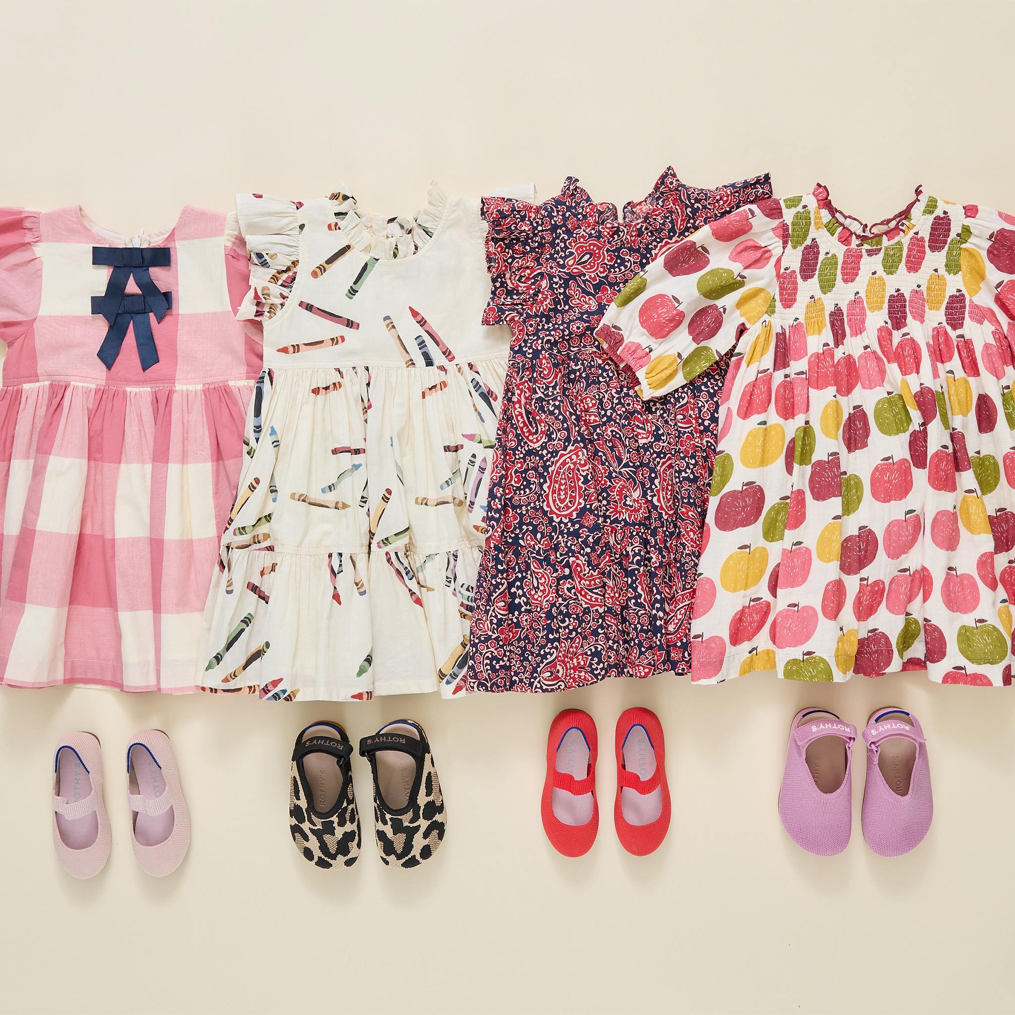 Girls Puff Sleeve Stevie- Pink Delicious Apples