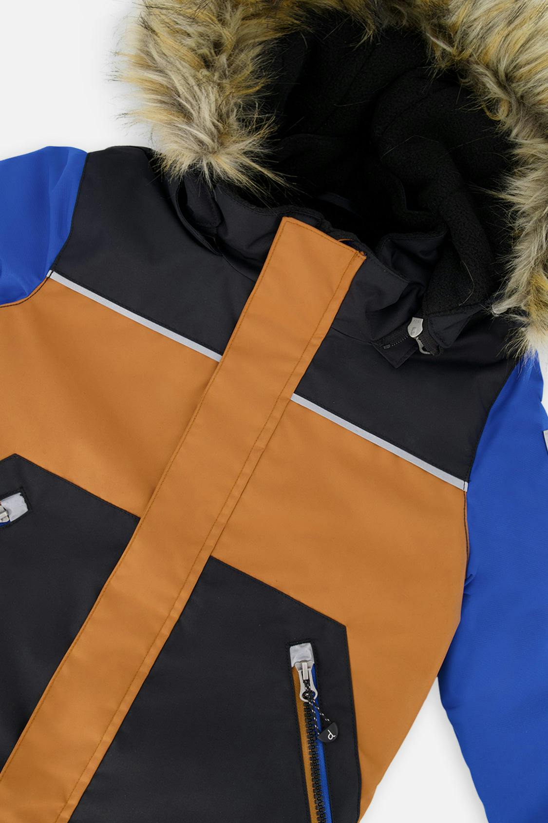 Two Piece Discover Snowsuit Black Brown and Blue