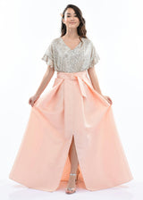 Peach Arcola Glimmer Tulle Gown