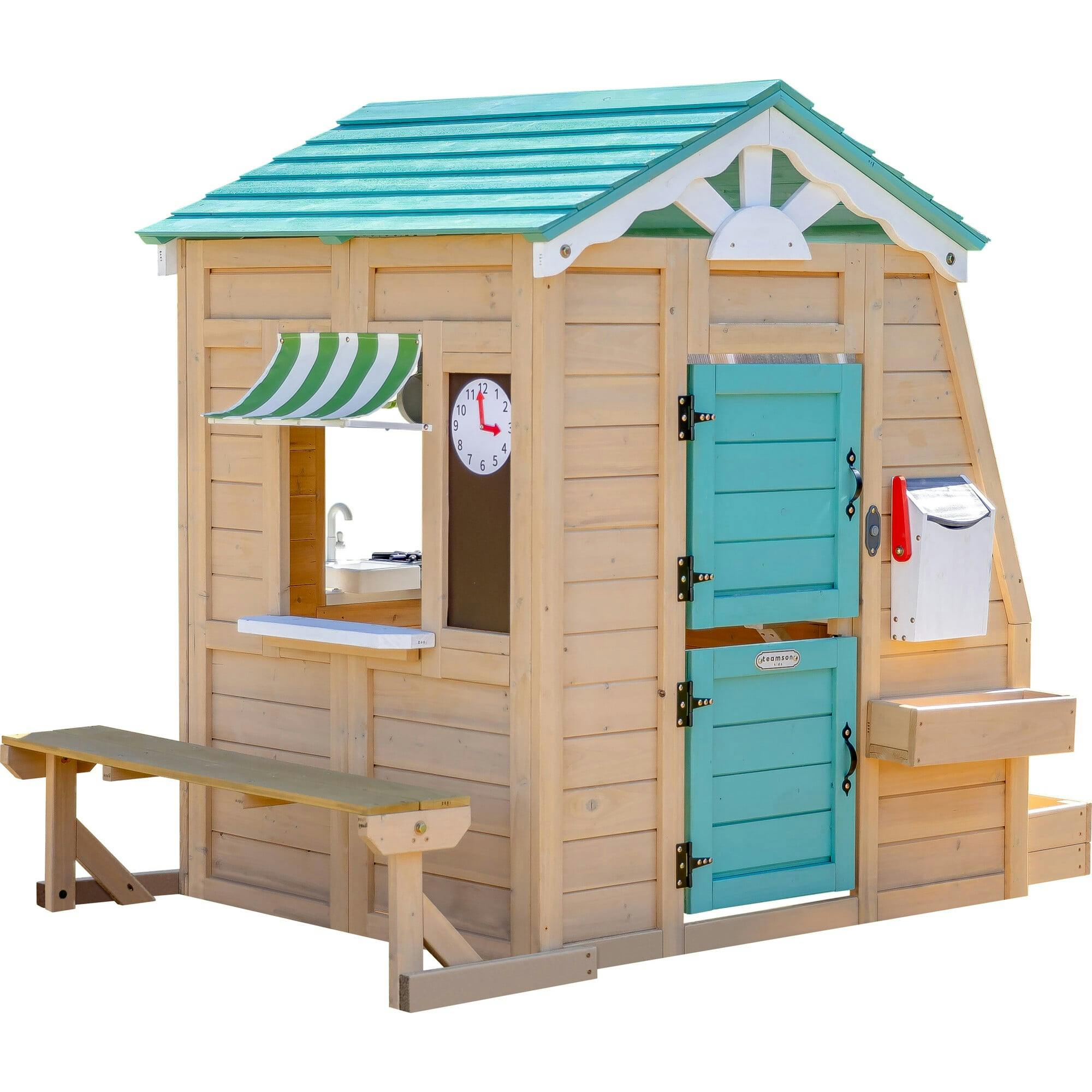 Teamson Kids Gardenia Wooden Playhouse with Large Window & Kitchen