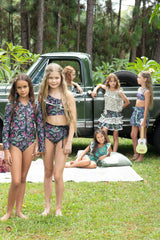 Girls Long Sleeve Swimsuit (Phoenix Print)