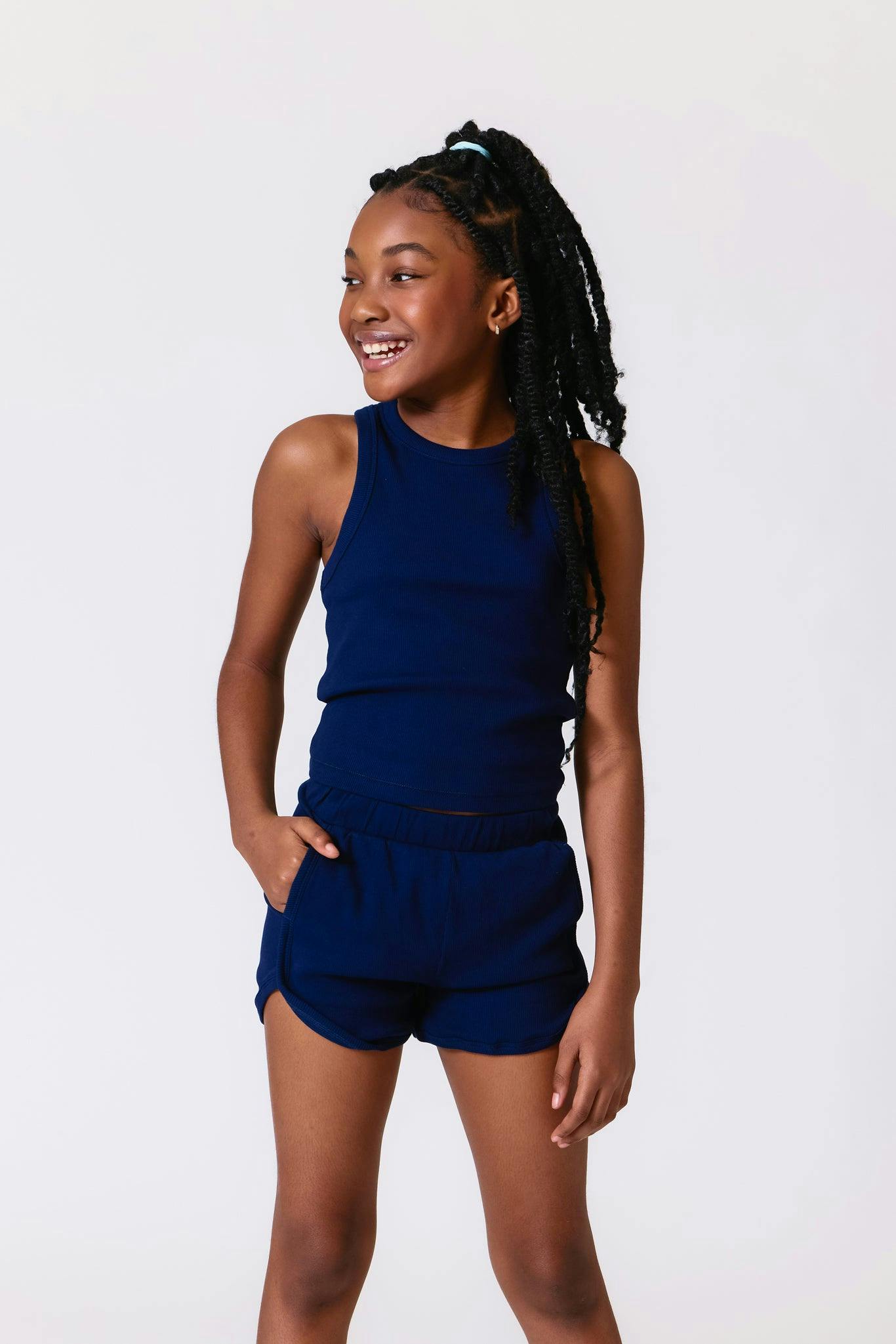 Girls Rib Shorts in Black