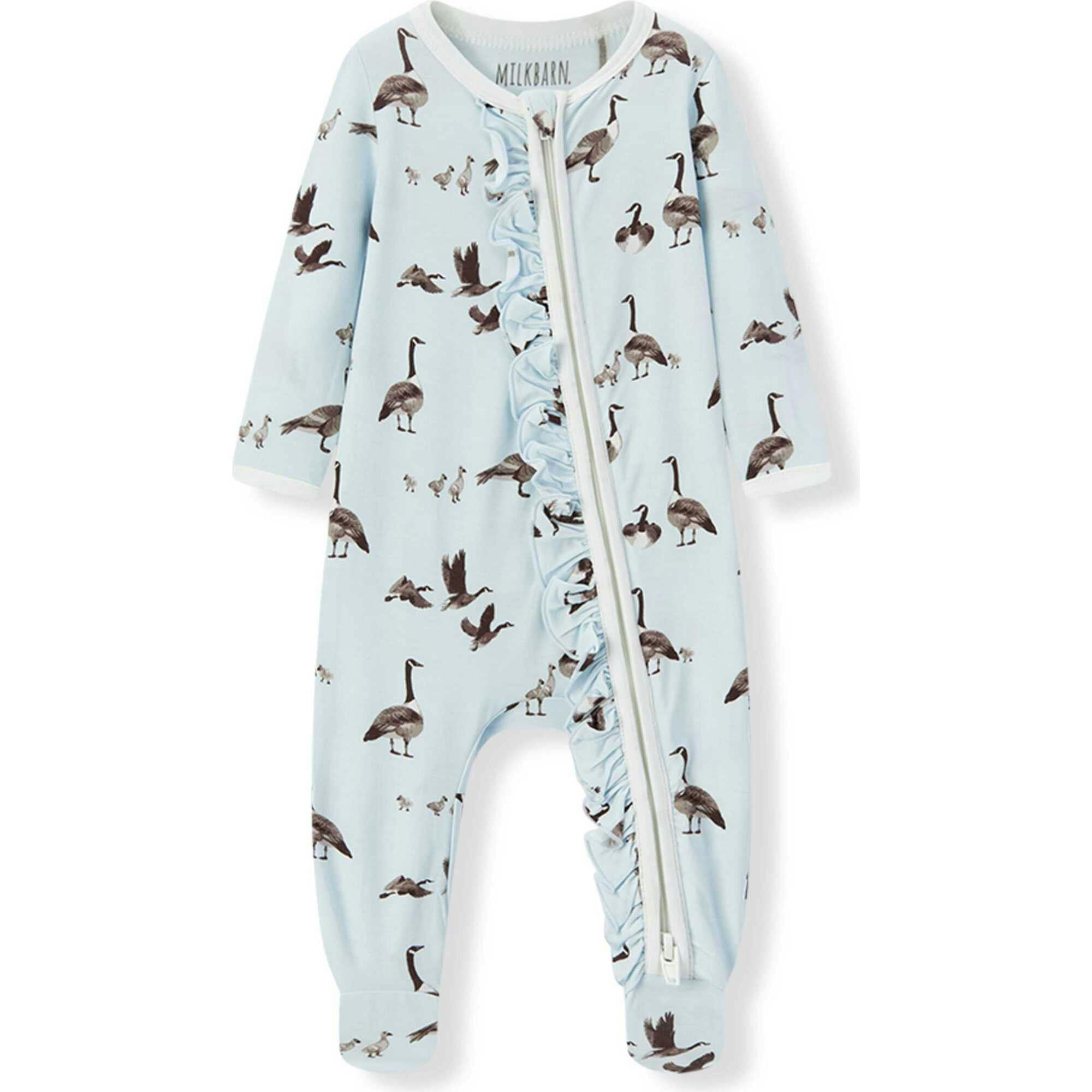 Goose Luxe Stretch Ruffle Footed Romper