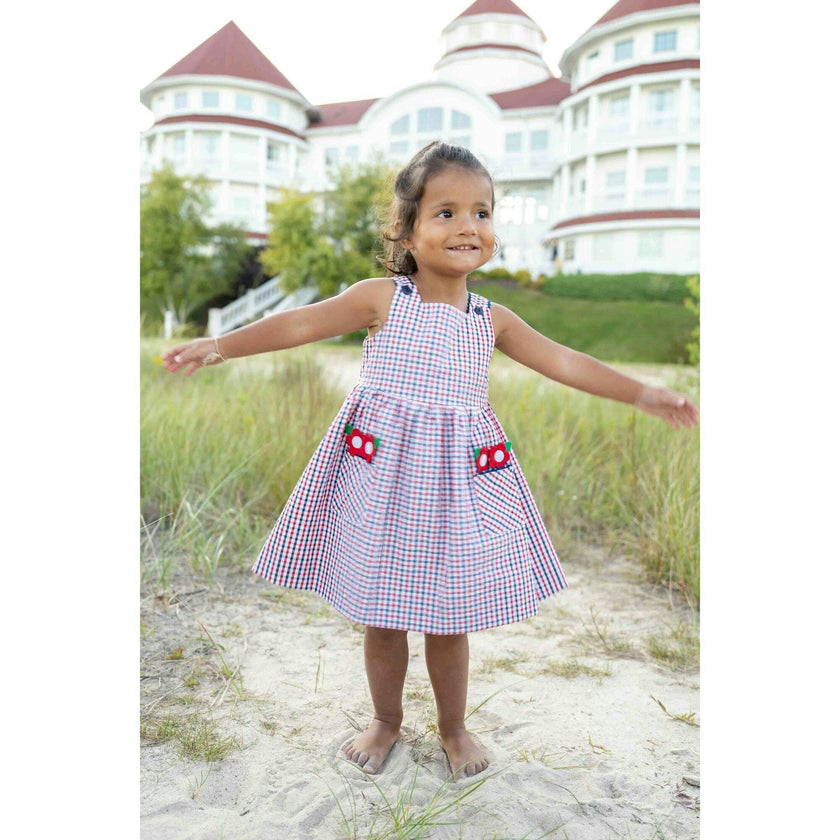 Plaid Seersucker Dress With Flowers