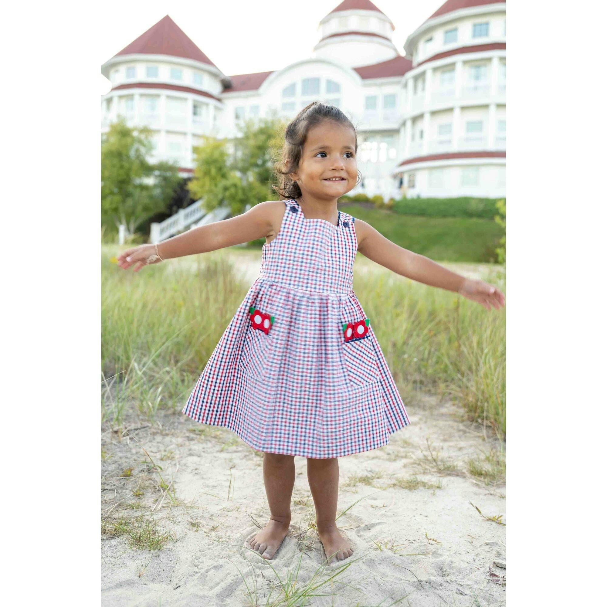 Plaid Seersucker Dress With Flowers