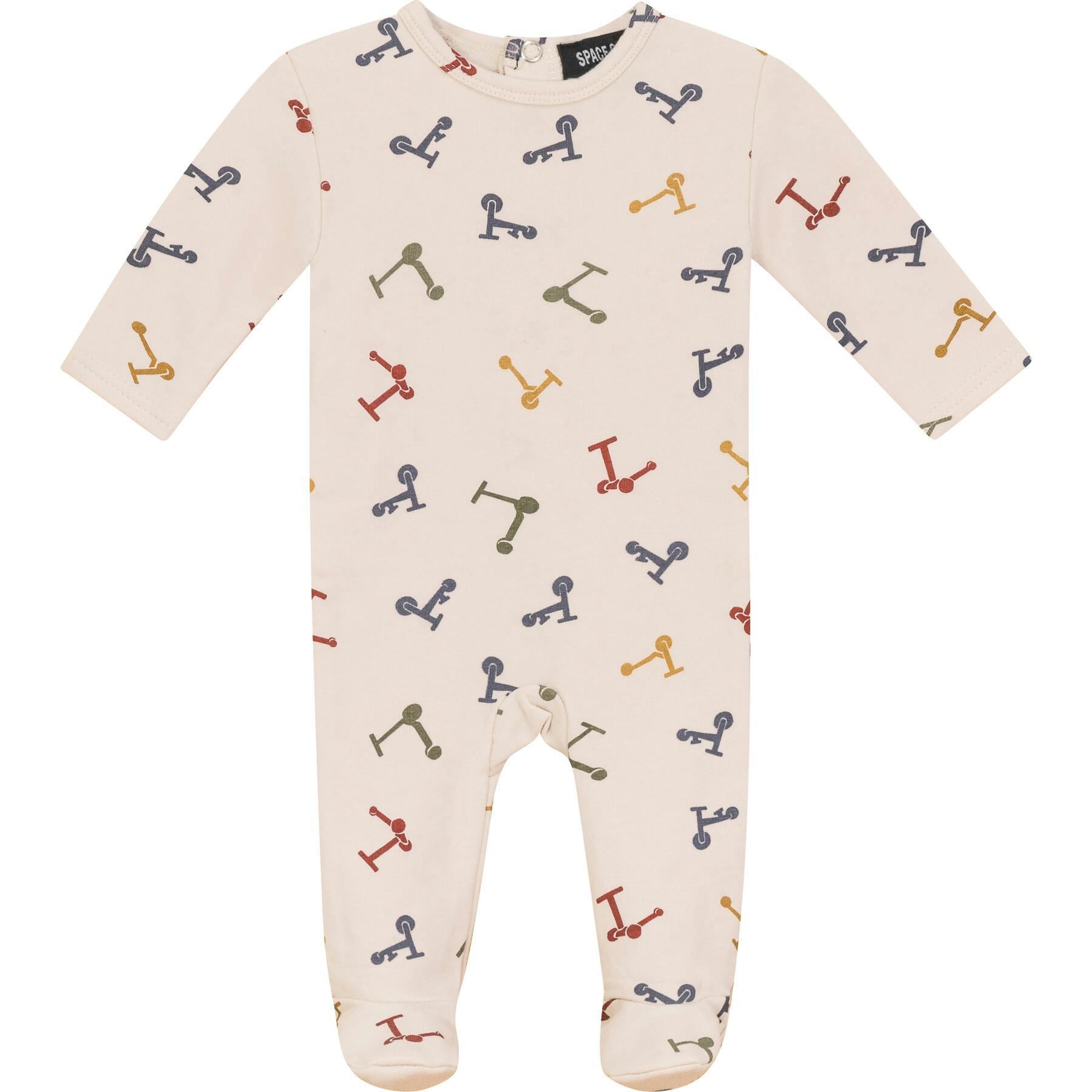 Scooter and Tulip Printed Onesie Dark Almond
