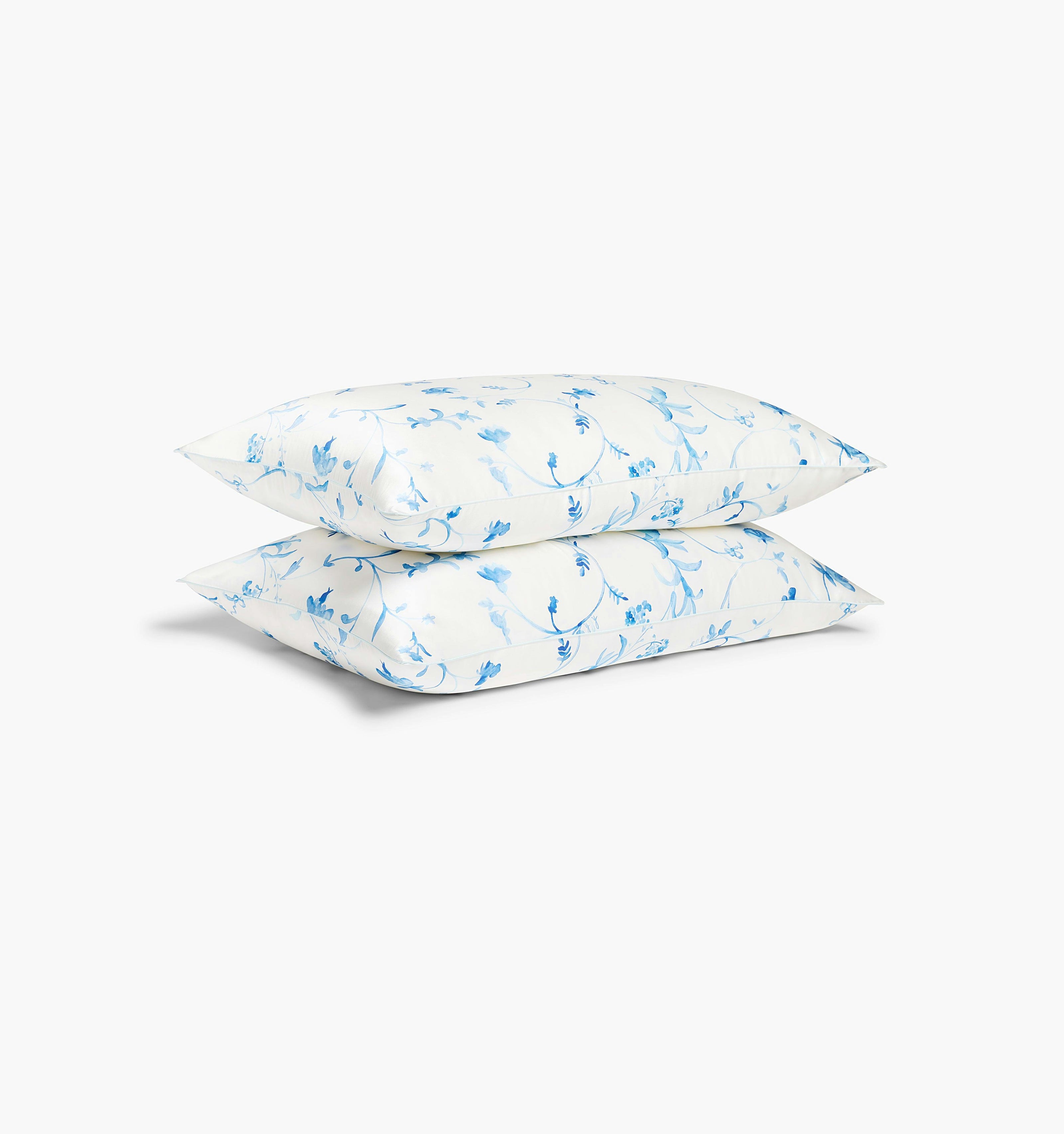 The Sisi Silk Pillowcase - Blue Botanical
