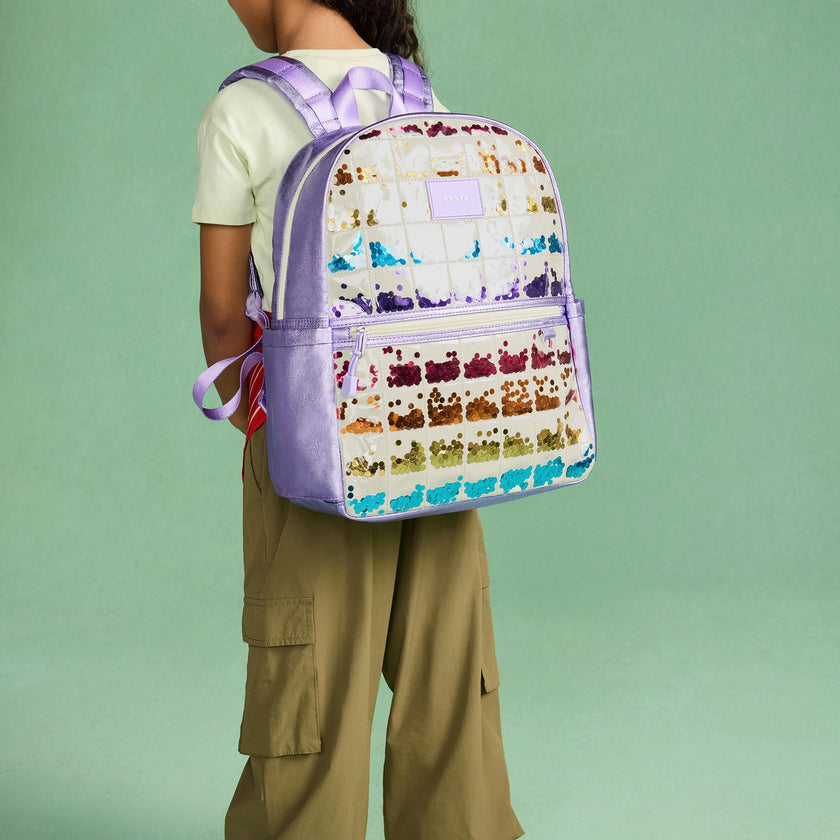 Kane Backpack, Metallic Lilac Quilted Sequins