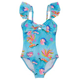 UPF50+ Sustainable Frill Shoulder Front Knot Swimsuit