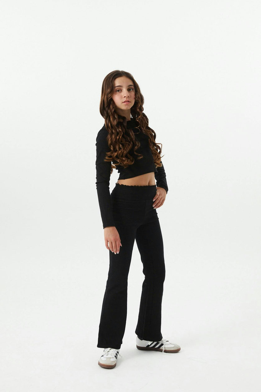 Lucy Black Long Sleeve Crop Top