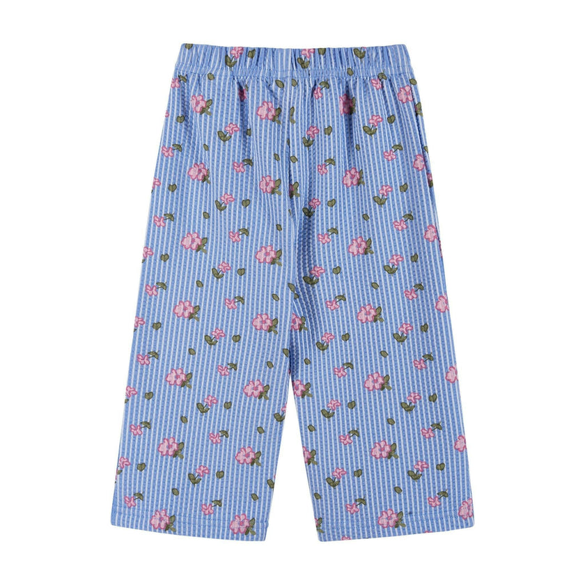 Infant Girls Knit Seersucker Top & Pant Set | Blue Floral