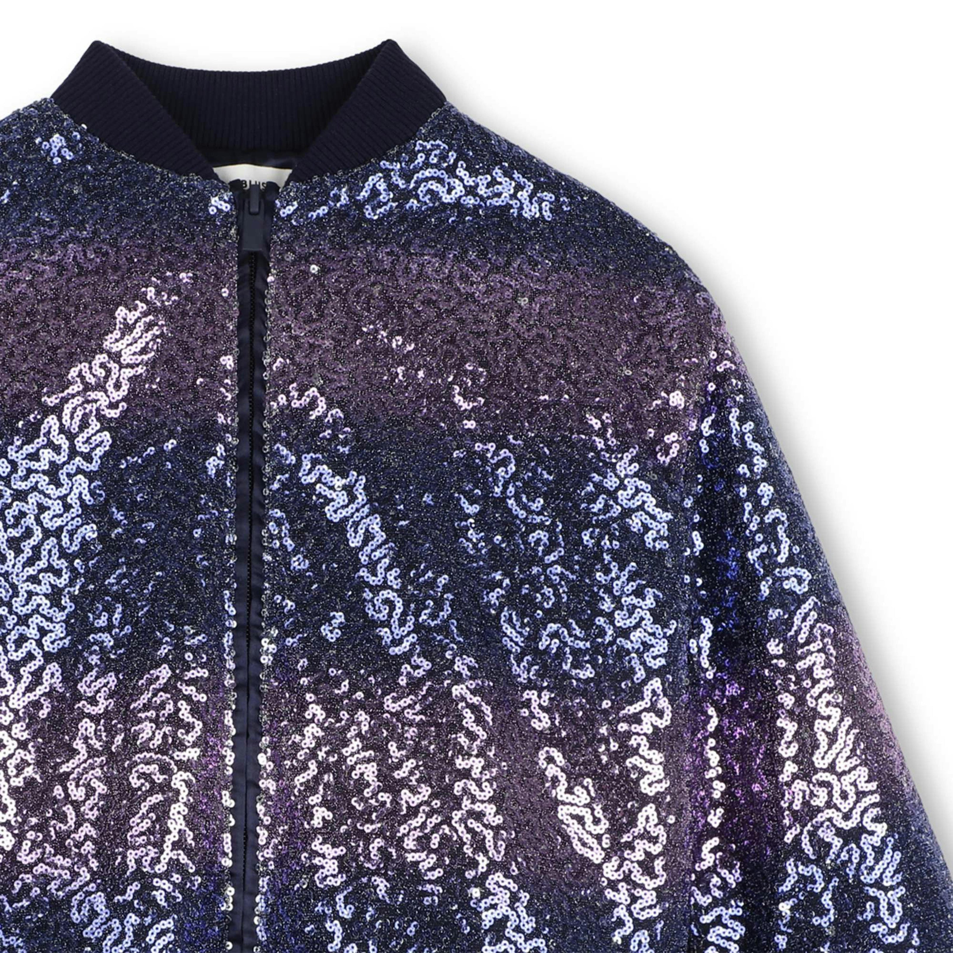 Navy Sequin Zip Jacket
