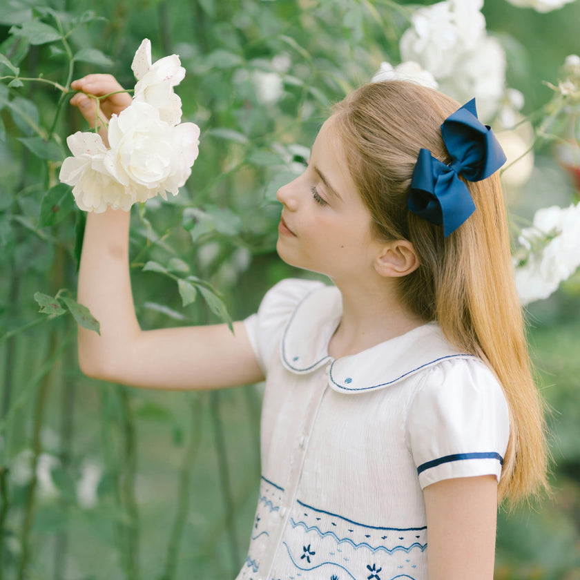 Riviera White Short Sleeve Smocked Dress