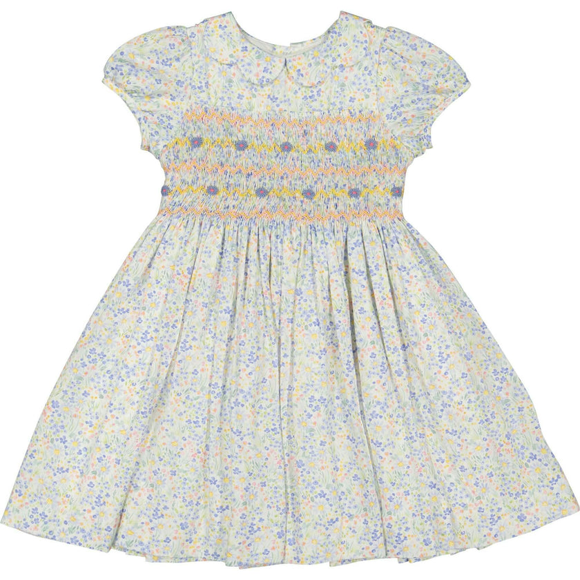 Ondine Blue Floral Smocked Dress