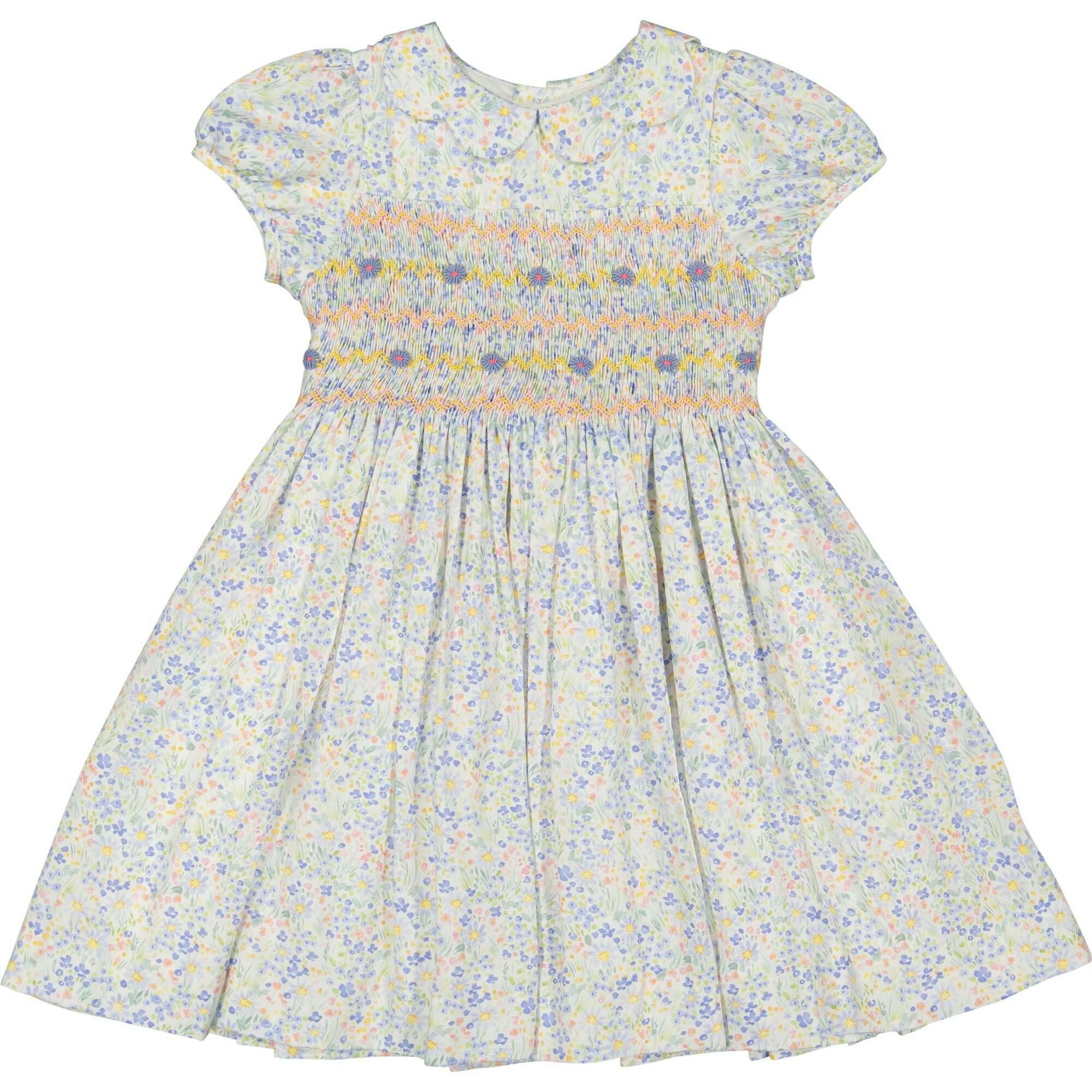 Ondine Blue Floral Smocked Dress
