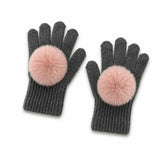 Faux Fur Pom Pom Gloves