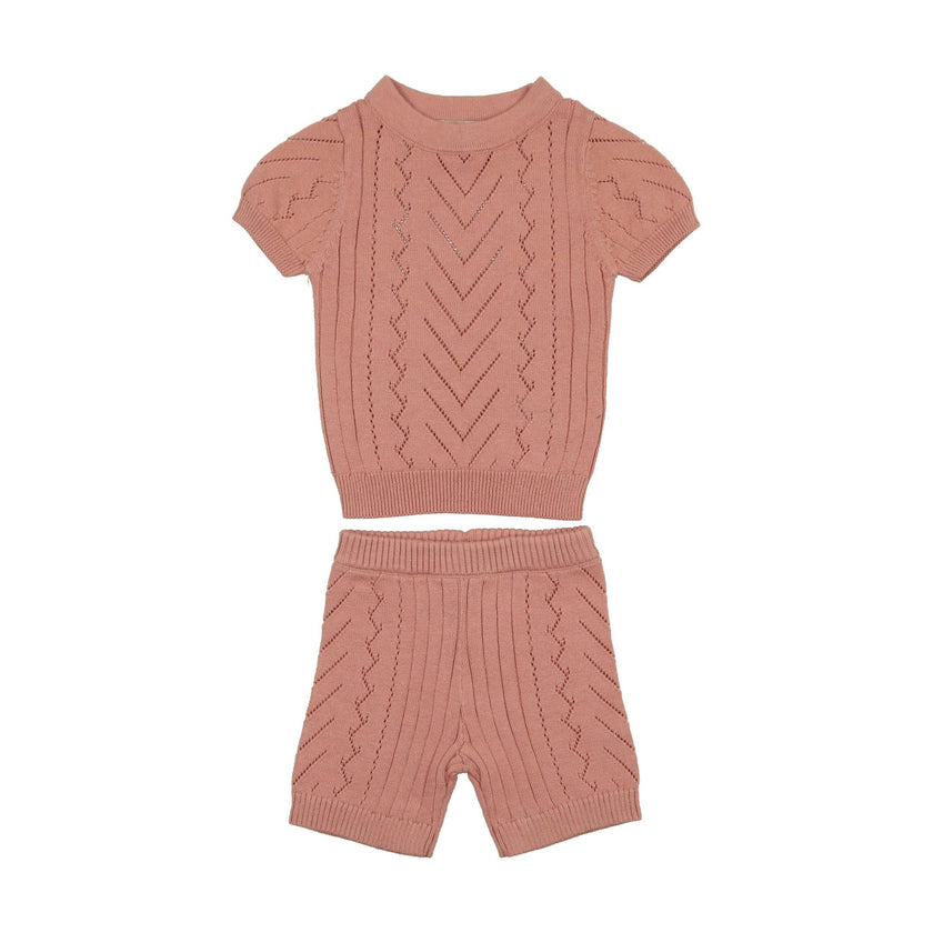 Girls Pretty Pointelle 2-Piece Top & Short Set