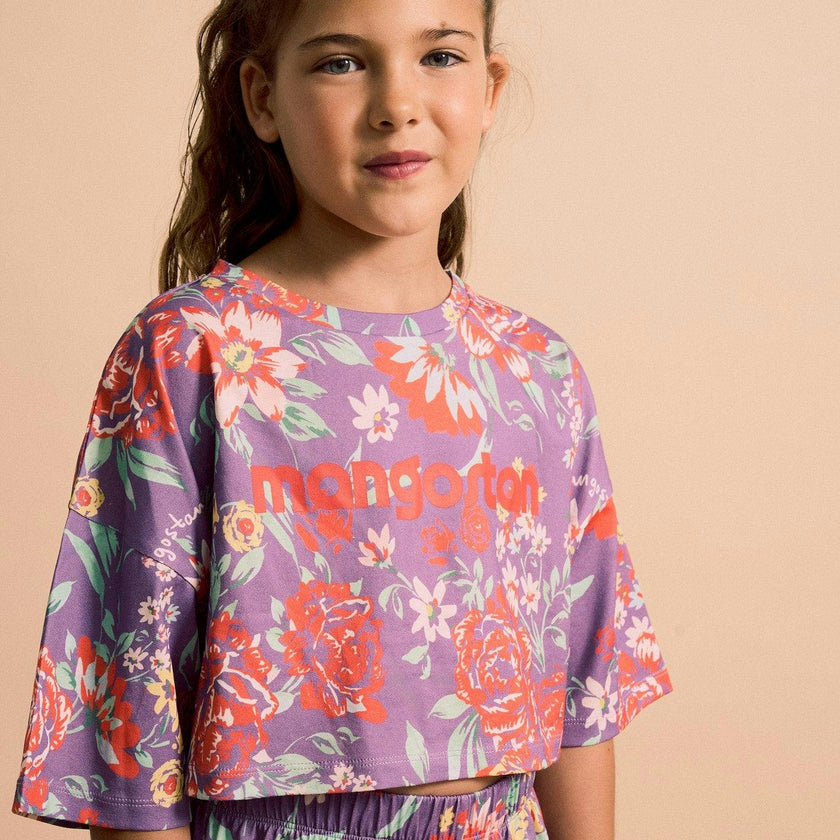 BEVERLY FLOWERS CROP TOP DEEP LAVENDER