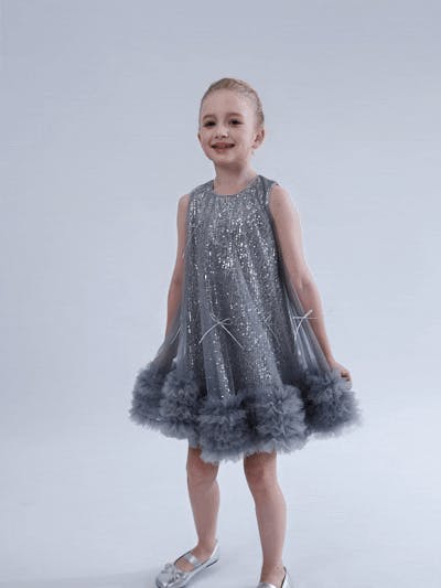 Blue Evangeline Sequin Tulle Dress