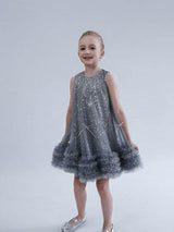 Blue Evangeline Sequin Tulle Dress