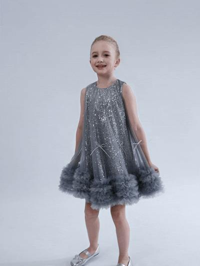 Blue Evangeline Sequin Tulle Dress