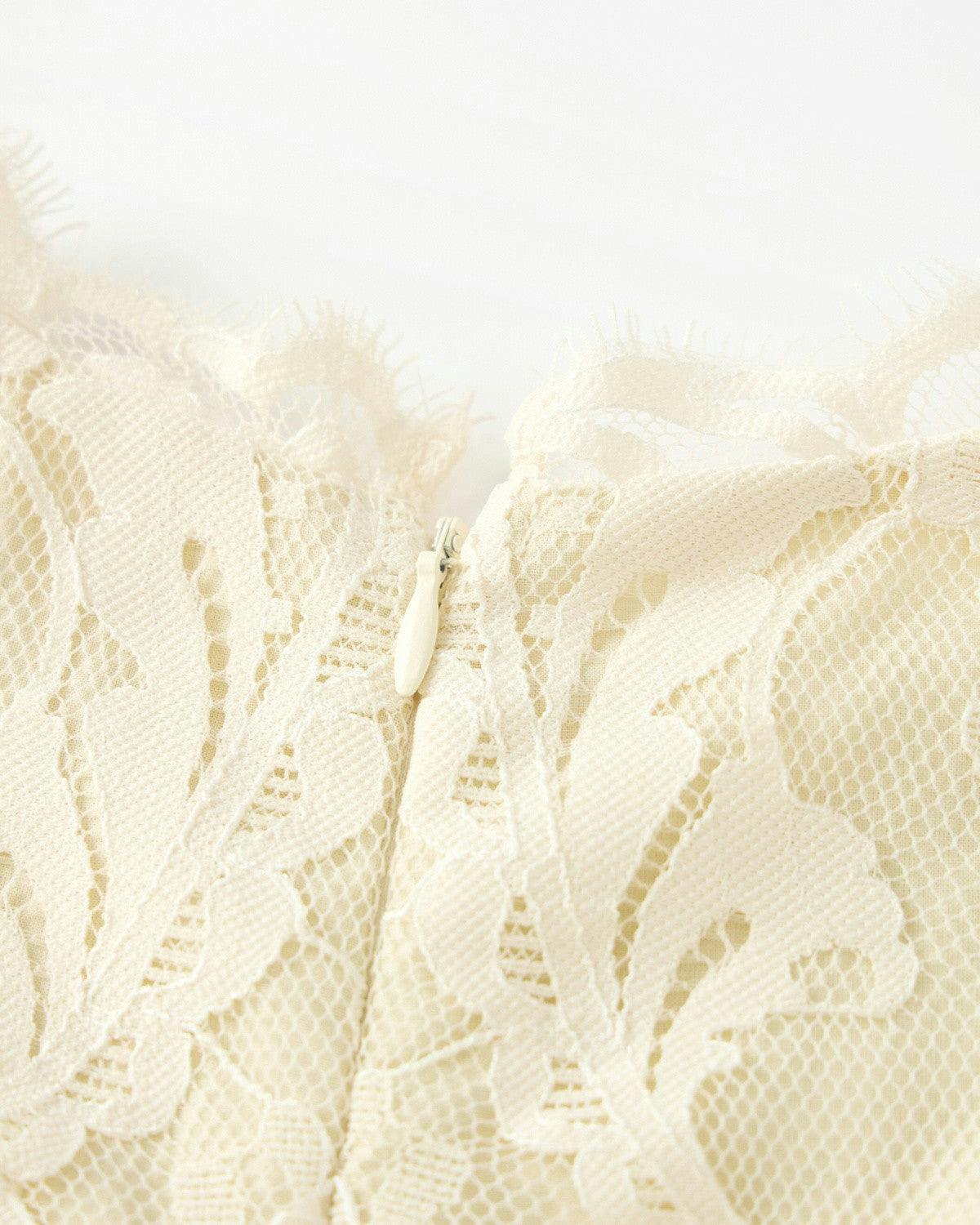 Peggy Lace Midi Dress, Crème