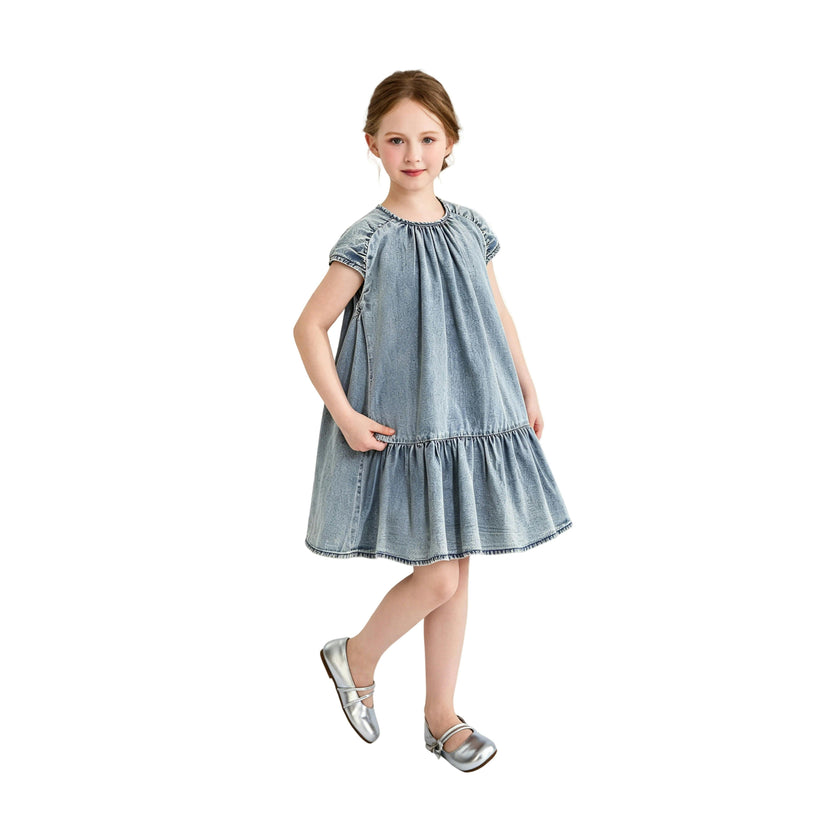 Blue Denim Tiered Dress