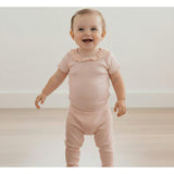 Organic Lace Collar Onesie & Tights Set - Blush
