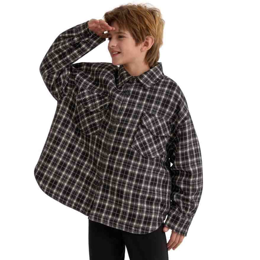 Gray Plaid Flannel Shirt