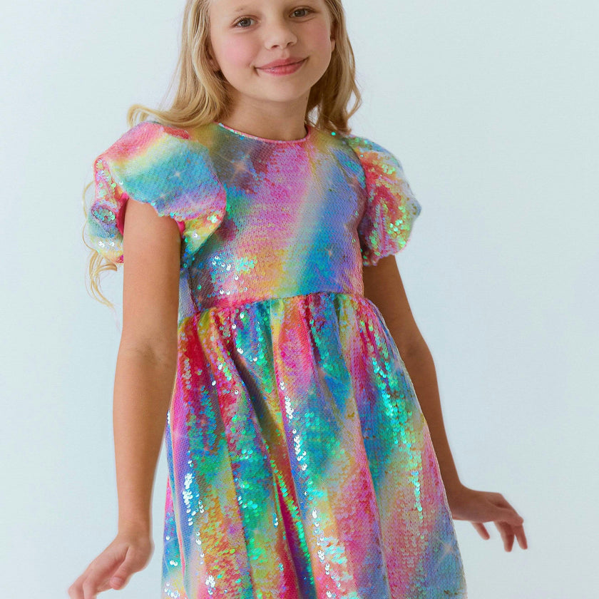 Lola + The Boys Shimmer Rainbow Sequin Dress, 10