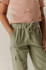 Girls Cargo Utility Pant in Evergreen