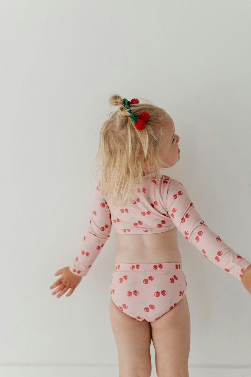 Girls Crop Two-Piece Swimsuit in Cherries